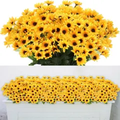 Summer Floral Arrangement - 24 Bundles Artificial Sunflowers with 22 Small Daisies, Faux Silk Flowers for Home, DIY, Table Centerpieces, and Wedding Decor