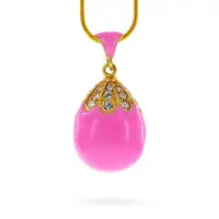 Pink Enamel Royal Egg Pendant Necklace