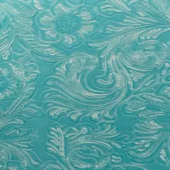 1 Yard Iridescent Faux Crocodile Vinyl Fabric For Upholstery Handbags Wallets Crafts 54 Inch Width Aqua Blue