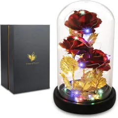 Valentines Gifts for Wife ,Galaxy Flower Rose with 2 Lighting Mode ,Colorful Gold Foil Rose Enchanted Rose, Romantic Gifts for Her, Beauty and The Beast Rose for Valentines Gifts
