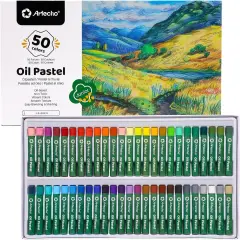 Oil Pastels Set of 50 Colors (8 x 60 mm), Soft Oil Pastels for Art Painting, Drawing, Blending, Art Supplies for Artists, Beginners, Students, Teachers