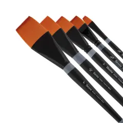 Creative Mark Beste Golden Taklon Wash Set of 5 Artist Brush, Professional Watercolor Brushes, For Acrylic Painting, Short Handle, Sharp Edges, Hand-Tied & Shaped