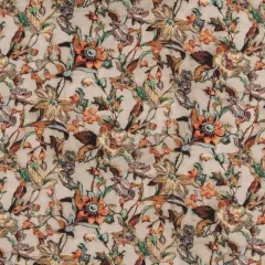 Smoke - Brown,Grey & Silver,Orange & Rust Floral Upholstery Fabric 54 Inches"