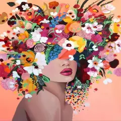 Diamond Painting Kits for Adults, Flowers Girl 5D DIY Diamond Art Kits Full Drill Diamond Dots for Gift Wall Decor Gem Arts 12x16 inch