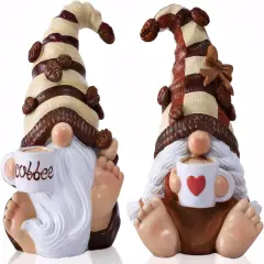 2PCS Coffee Gnomes Figurines Home Christmas Decoration