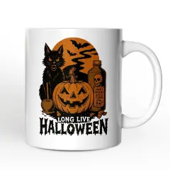 Long Live Halloween Mug, Retro Black Cat Pumpkin Gift