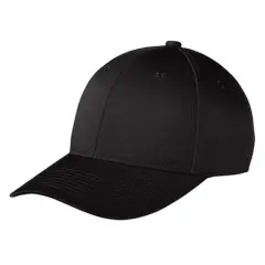 Port Authority Snapback Fine Twill Cap, Structured Mid-Profile Adjustable Hat Black