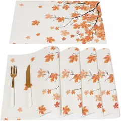 Set of 4 Thankgiving Maple Leaves Placemats - 12x18 Inch