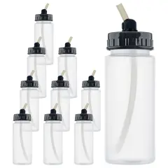 10 Pack Master Airbrush TB-008, 2.7oz Plastic Jar Bottles with 30&deg; degrees Down Angle Adaptor Lid Assembly, Single-Action Siphon