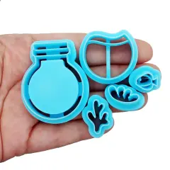 Cute Aquarium Bottle Clay Cutters, 5 pc, Tiny Fish Tank Set, Adorabilities