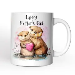 Cute Otters Mother&rsquo;s Day Themed Mug, Art Animal Mom and Daughter Gift