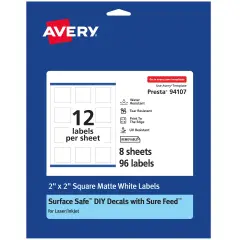 Avery Square Labels with Sure Feed, 2" x 2"