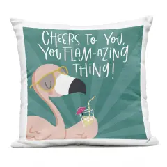 Stupell Industries Cheers To You Flamazing Outdoor Printed Pillow design by Sarah Hickman, 18 x 7 x 18