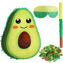 Novelty Fruit Avocado Pinata with Blindfold Bat Confetti for Baby Shower Fiesta Taco Tuesday Party Mexican Themed Party Decorations