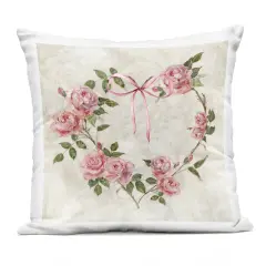 Stupell Industries Rose Heart Wreath Outdoor Printed Pillow design by Sally Swatland, 18 x 7 x 18