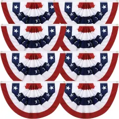 8 Pack USA Pleated Fan Flag, 1.5 X 3 Feet American US Patriotic Bunting Flags Outdoor for 4th of July Memorial Day Decor Independence Day Decor
