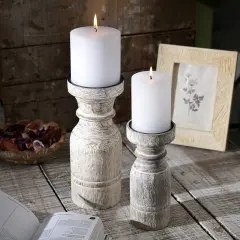 Decorative Wooden Centerpiece Candle Holder- 3.5" X 9"