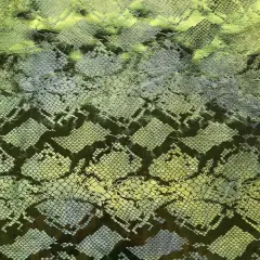 Jungle Cobra Foil Printed Stretch Velvet Fabric Yellow