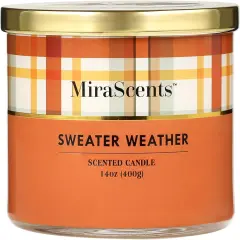 Fall Candle Sweater Weather Fall Candle Pumpkin Chai Latte Scented Autumn 3 Wicks Candle Gift 14 oz