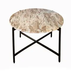 Brown Marble Nesting Table with Metallic Grey Metal Frame (17" Height) | Elegant & Sturdy Side Table | Space-Saving Modern Design | Perfect for Living Room, Bedroom, Office & Home D&eacute;cor