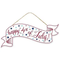 15" Wooden Banner Sign: Happy 4th of July