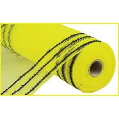 10.25" Drift Border Mesh Ribbon: Yellow/Black (10 Yards)