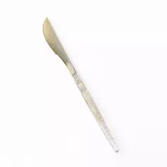 24 Clear 9" Plastic Knives Gold Glittered Handle Disposable Wedding Tableware