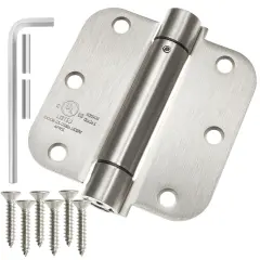 Cauldham (2 Pack) Heavy-Duty 3-1/2" Self-closing Spring Door Hinge with 5/8" Radius Corners, UL Listed