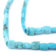 The Bead Chest Faceted Turquoise Stone Beads 4x3mm Afghanistan Blue Gemstone 16 Inch Strand