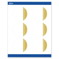 Avery Printable Round Labels, Gold Double-Dipped Edge, 3" Diameter, Matte White Round Labels, Permanent, Laser/Inkjet, 60ct, Great for Product Labels