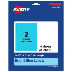 Avery Bright Blue Paper Labels, 5.5" x 8.5" Rectangle