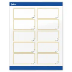 Avery Printable Rectangle Labels, Gold Double Border with Florals, 2" x 4", Glossy White Rectangle Labels, Permanent, Laser/Inkjet, 100ct, Great for Product Labels