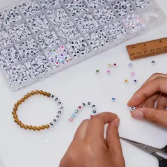 1600pcs Letter Beads,Heart Beads,Number Beads,Start Beads and Smiley Beads,4x7mm White Acrylic Beads 31 Styles for Jewelry Making Bracelets Necklaces Key Chains