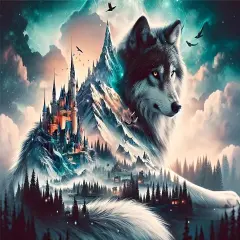 5D Diamond Art Kits for Adults Wolf Diamond Painting Kits for Adults Beginners, DIY Paint With Diamond Gem Art Dots Painting Kits Animal Wolf for Decor Home Walls Decor and Holiday Gifts 16x12n