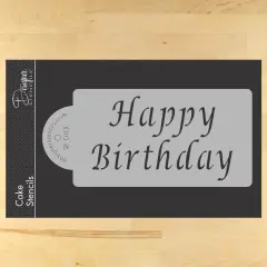 Happy Birthday Cake Stencil | C013 by Designer Stencils | Cake Decorating Tools | Baking Stencils for Royal Icing, Airbrush, Dusting Powder | Reusable Plastic Food Grade Stencil for Cakes & Cookies | Easy to Use & Clean Cake & Cookie Stencil