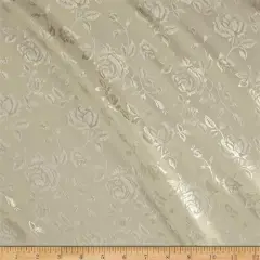 1 Yard Ivory Rose Floral Jacquard Satin 60/59&Prime; Width 100% Polyester