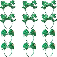 12 Pcs St. Patrick's Day Headbands Bulk, Green Shamrock Headwears For St. Patrick's Day Party Costume Accessories, Irish Party Decoration