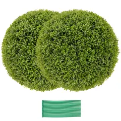 2 Pieces 20 Inch Artificial Plant Boxwood Topiary Ball Indoor and Outdoor Decoration