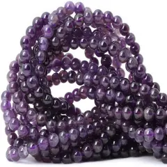 60PCS 6mm Natural Amethyst Gemstone Round Loose Beads Crystal Energy Stone Healing Power for Jewelry Making 1 Strand 15"