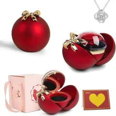 Preserved Red Real Rose with Necklace