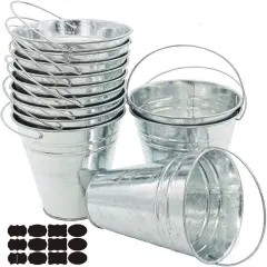 12 Metal Buckets Galvanized Pail