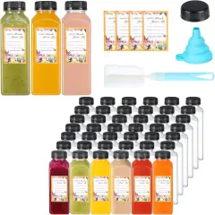 45Pcs 12oz Plastic Juice Bottles with Caps