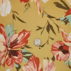 Golden Yellow Rayon Crinkle Fabric 1 Yard Lightweight Textured Apparel Material