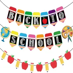 3pcs Pre-Strung Back To School Banner