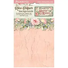 Stamperia Rice Paper Backgrounds A6 8/Pkg -House of Roses