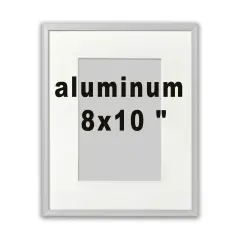 8x10" Aluminum Frame with Acid-Free Mat & Plastic Front &ndash; For Hanging or Standing, ALFTA Hook Compatible