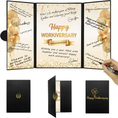 Black Gold Happy Workiversary Party Decorations, Happy Work Anniversary