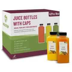 42Pcs 16Oz Plastic Juice Bottles with Caps