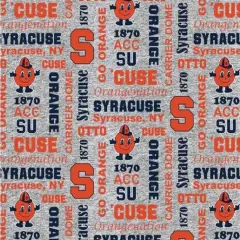 Licensed NCAA Syracuse University Heather Verbiage Fleece SYR1162 Fabric by the Yard