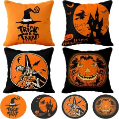Halloween Pillow Covers with Halloween Coasters